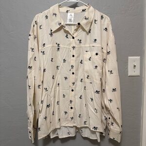 DISNEY BLACK AND CREAM BUTTON DOWN WITH MINNIE AND MICKEY